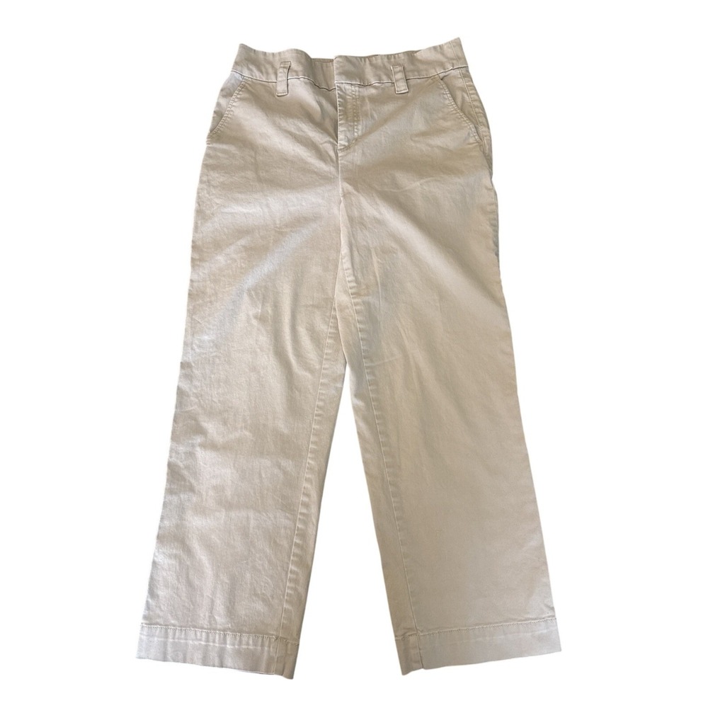 Ann Taylor LOFT Wide Leg Khaki Pants Flat Front Pockets Women's 10 Tan